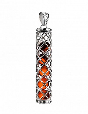 Стильная необычная подвеска из серебра с натуральным янтарём «Кения», 801708002