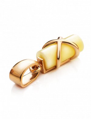 Подвеска «Скандинавия» из золота с янтарём нежно-медового цвета, 907209027