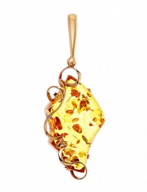 Изящная золотая подвеска с натуральным золотистым янтарём «Риальто», 907209126