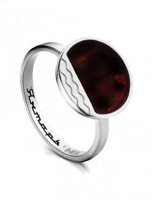 Оригинальное кольцо из серебра, украшенное вишнёвым янтарём «Монако» Янтарь®