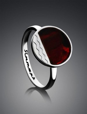Оригинальное кольцо из серебра, украшенное вишнёвым янтарём «Монако» Янтарь®, 906301186