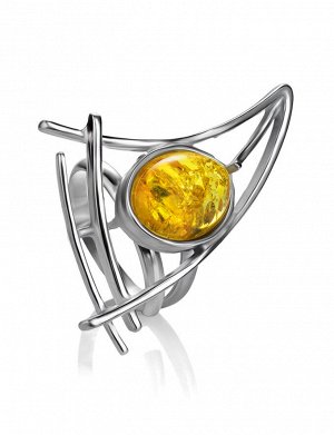 amberholl Оригинальное серебряное кольцо «Парус», украшенное лимонным янтарём