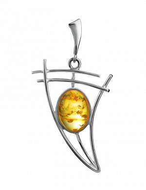 Стильный кулон из серебра и лимонного янтаря «Парус», 901705438