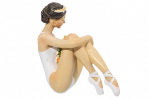 Статуэтка "Балерина с цветами", 12,5x7x12 см, белая
