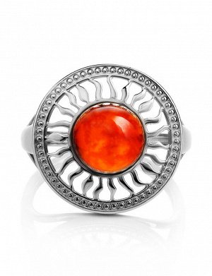 Изысканное кольцо из серебра и коньячного янтаря «Парнас», 906306356