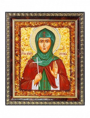 «Святая преподобномученица Евгения». Именная янтарная икона, 906904441