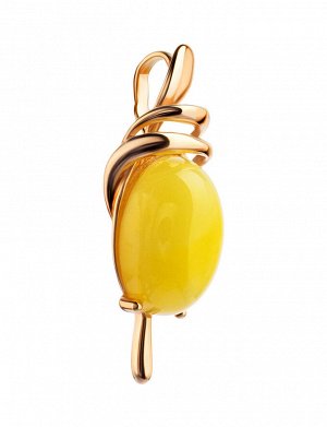 Красивый позолоченный кулон, украшенный натуральным медовым янтарём «Сигма», 910203010