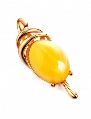 Красивый позолоченный кулон, украшенный натуральным медовым янтарём «Сигма», 910203010