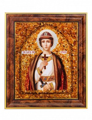 Именная икона, украшенная янтарём «Святой благоверный князь Глеб», 906908443
