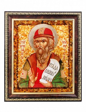 Икона с натуральным янтарём «Святой Ярослав Муромский», 906908445