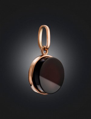 Небольшой круглый кулон из вишнёвого янтаря в позолоченном серебре «Фурор», 910208280