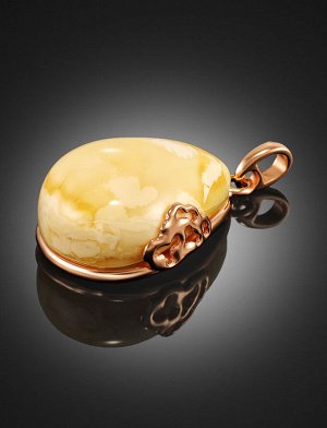 Эффектный кулон «Версаль» из молочно-медового янтаря и позолоченного серебра, 910208285