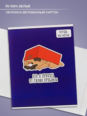 Тетрадь 48 листов в клетку Calligrata «Мопс», обложка мелованный картон, блок офсет, МИКС