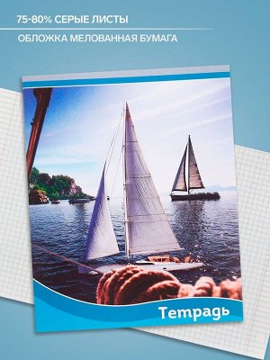 Тетрадь 48 листов в клетку, Calligrata «Корабли», МИКС