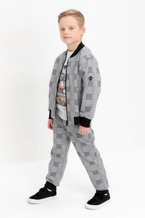 Брюки(Весна-Лето)+boys (св.серый меланж, костюмная клетка к546)