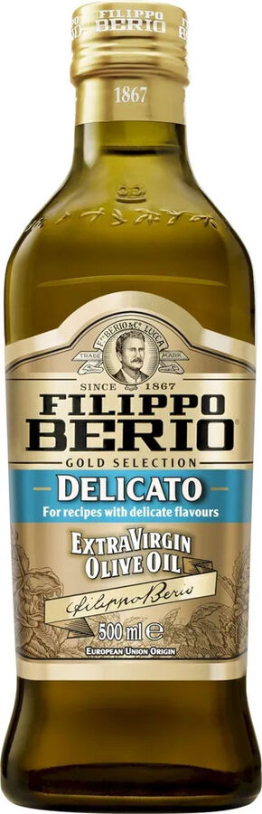 Масло оливковое нераф. EXTRA VIRGIN DELICATO  FILIPPO BERIO 0,5 л 1/6 новинка