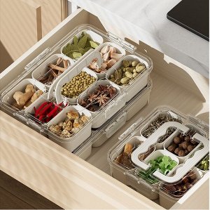 Контейнер для хранения специй, орехов, вакуумный, 9 отделений