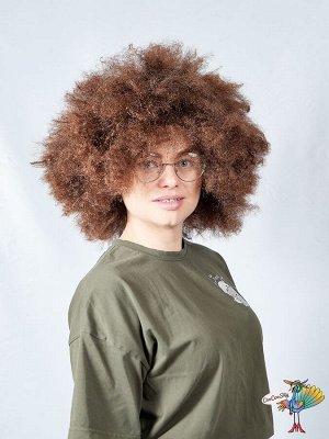 парик Древний человек кудри, коричневый, искусственный волос