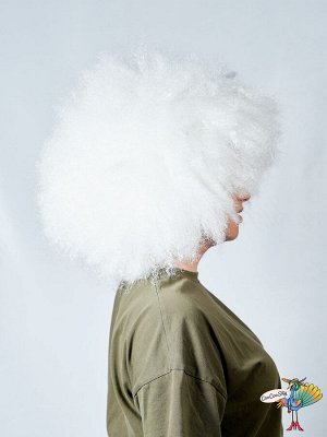 парик Древний человек кудри, белый, искусственный волос
