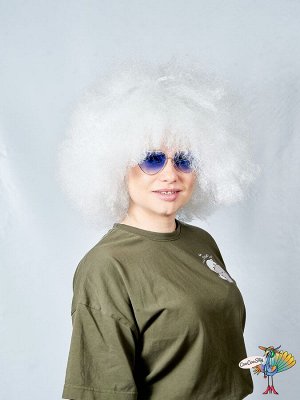 парик Древний человек кудри, белый, искусственный волос