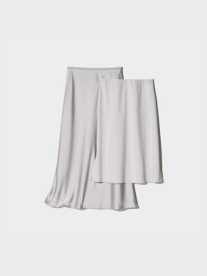 UNIQLO - атласная юбка макси - 36 BROWN
