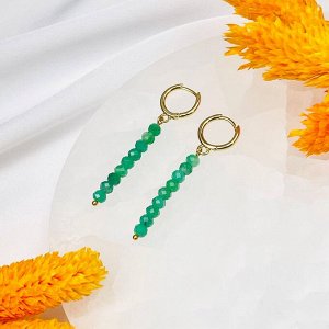 Серьги длинные из зеленого Берилла