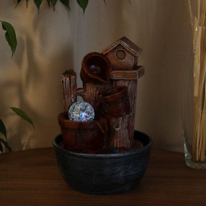 Фонтан настольный «Алойз», скворечник, 28x16 см, с подсветкой