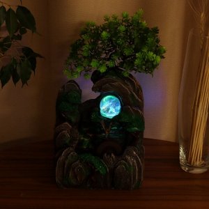 Фонтан настольный «Каменное местечко под деревом», 29x16 см, с подсветкой