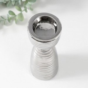 Подсвечник керамика на 1 свечу «Зебра», d=4 см, серебро, 6.5x6.5x18 см