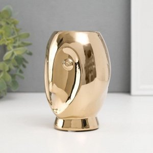 Подсвечник керамика на 1 свечу «Сова Сипуха», d=3.5 см, золото, 9x8.5x12.5 см