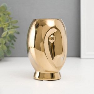 Подсвечник керамика на 1 свечу «Сова Сипуха», d=3.5 см, золото, 9x8.5x12.5 см