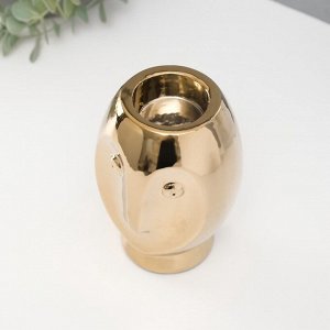 Подсвечник керамика на 1 свечу «Сова Сипуха», d=3.5 см, золото, 9x8.5x12.5 см