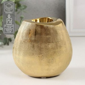 Подсвечник керамика на 1 свечу «Глория», d=4 см, золото, 12.5x8x12 см