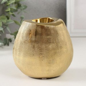 Подсвечник керамика на 1 свечу «Глория», d=4 см, золото, 12.5x8x12 см
