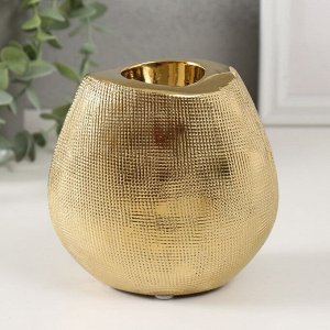 Подсвечник керамика на 1 свечу «Глория», d=4 см, золото, 12.5x8x12 см