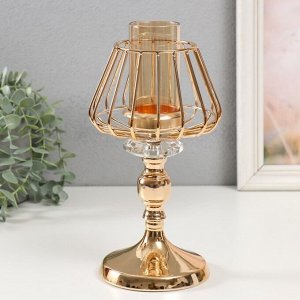 Подсвечник металл на 1 свечу «Флавия», золото, d=4.5 см, 13x13x26 см