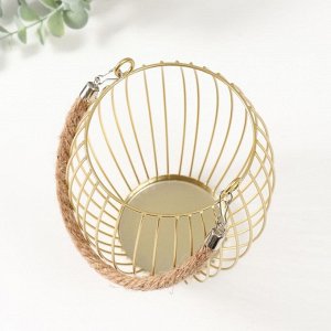 Подсвечник металл на 1 свечу «Корзина», d=10 см, бронза, 15x15x17 см