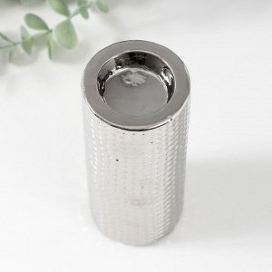 Подсвечник керамика на 1 свечу «Капли воды», d=4 см, серебро, 6.5x6.5x14.5 см