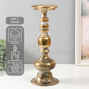 Металлический подсвечник на 1 свечу «Ферро», состаренная бронза, 14.5?14.5?38.5 см