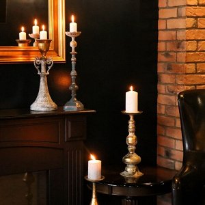 Металлический подсвечник на 1 свечу «Ферро», состаренная бронза, 14.5?14.5?38.5 см