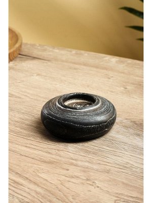 Подсвечник из дерева Джати, d=3 см,10x10x4 см, тёмно-коричневый
