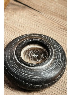 Подсвечник из дерева Джати, d=3 см,10x10x4 см, тёмно-коричневый