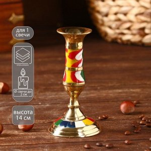 Подсвечник "Радуга" латунь, перламутр 7,5х7,5х14,5 см