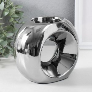 Подсвечник керамика на 1 свечу «Кольцо», d=6 см, серебро, 16x8x14 см