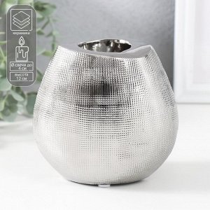 Подсвечник керамика на 1 свечу «Глория», d=4 см, серебро, 12.5x8x12 см