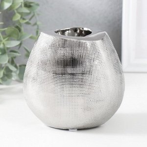 Подсвечник керамика на 1 свечу «Глория», d=4 см, серебро, 12.5x8x12 см