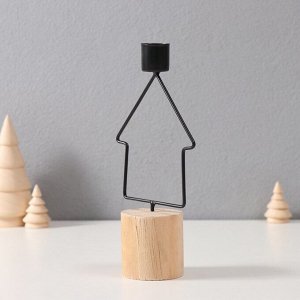 Подсвечник на 1 свечу «Домик», d=2 см, металл, дерево, 9x5x17.5 см