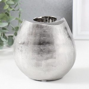 Подсвечник керамика на 1 свечу «Глория», d=4 см, серебро, 12.5x8x12 см
