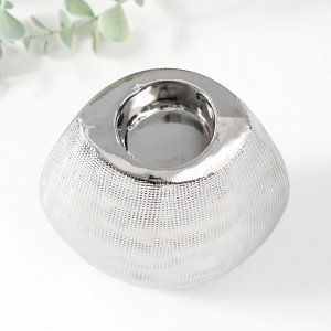 Подсвечник керамика на 1 свечу «Глория», d=4 см, серебро, 12.5x8x12 см