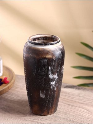 Подсвечник из дерева Джати, d=7 см, 12x12x23 см, тёмно-коричневый